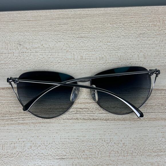 Chanel 4181 Cat Eye Sunglasses Silver Tone Wire Black Aviators Luxury Designer - Picture 7 of 16